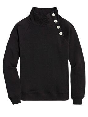NWT. J. Crew Black Minimalist Modest Tartan Wide Button Collar Sweater. Size XL